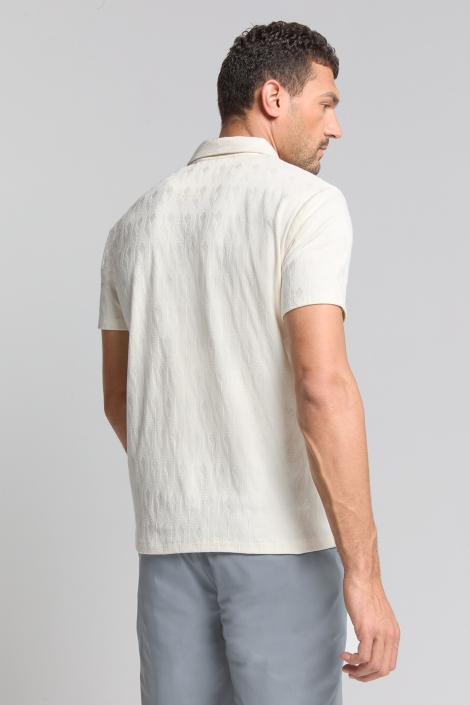 NO-EXCESS polo v solid terry jacquard